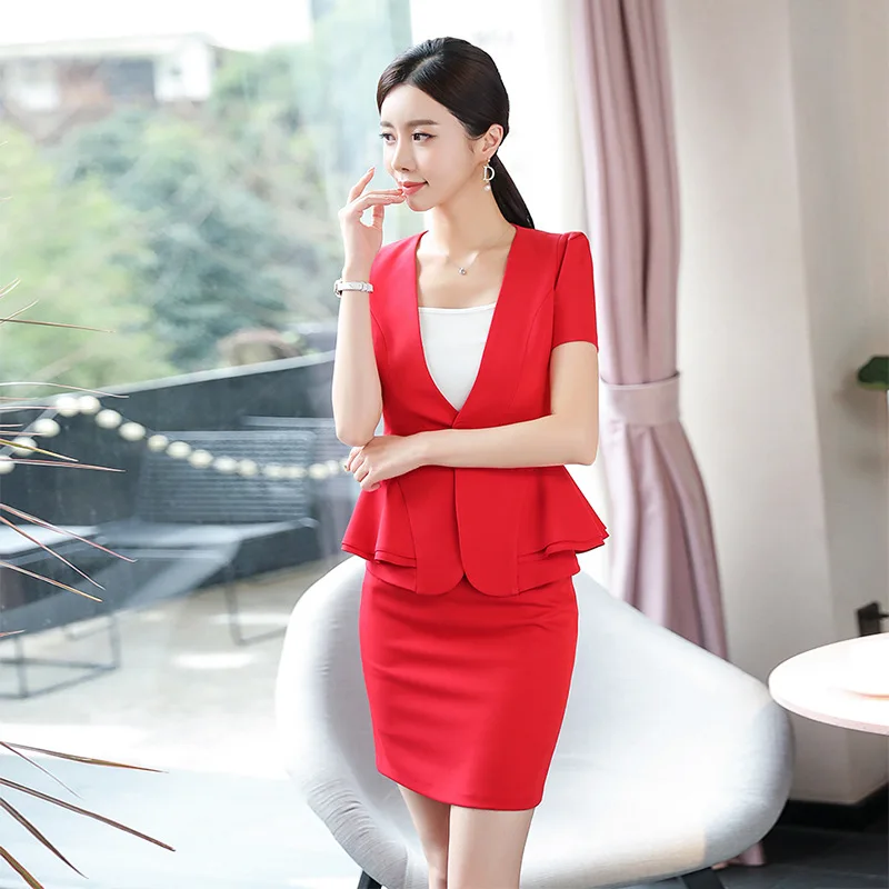 IZICFLY/бежевая летняя офисная одежда 2019 формальная женская форма tailleur femme jupe et veste