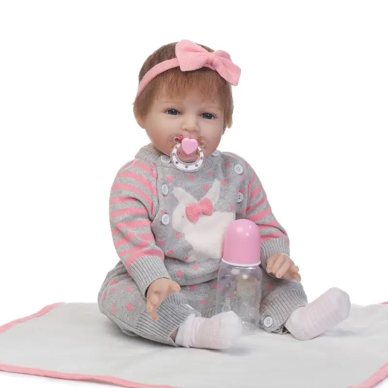 

22inch 55cm Soft Body Silicone Reborn Baby Doll bebe alive realistic girl Babies Toddler cute Dolls Lifelike Kids Child Gift