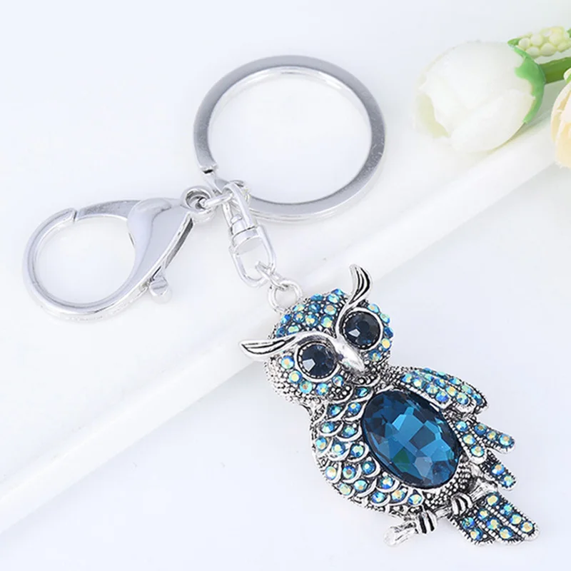 Fashion Cute Rhinestone Crystal Owl Keychain Purse Handbag Car Key Keyring Holder Pendant Women Jewelry Accessories Party Gift | Украшения