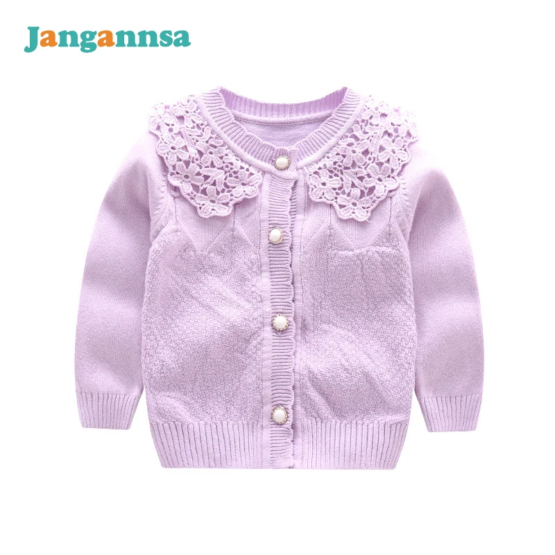 Вязаный хлопковый свитер с круглым вырезом для маленьких девочек Свитера