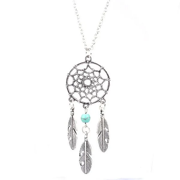 Бесплатная доставка! Винтаж Dream Catcher перо ключицы Цепочки и ожерелья Кулон