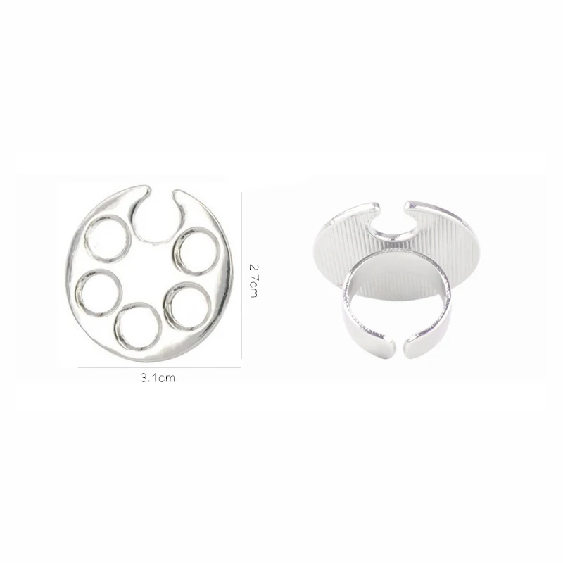 round Artlalic 1 шт. мини-дизайн ногтей металлическое пальцевое кольцо с палитрой блюдо УФ Гель-лак краска для рисования краска цвет пигмент держатель пластины - Цвет: round