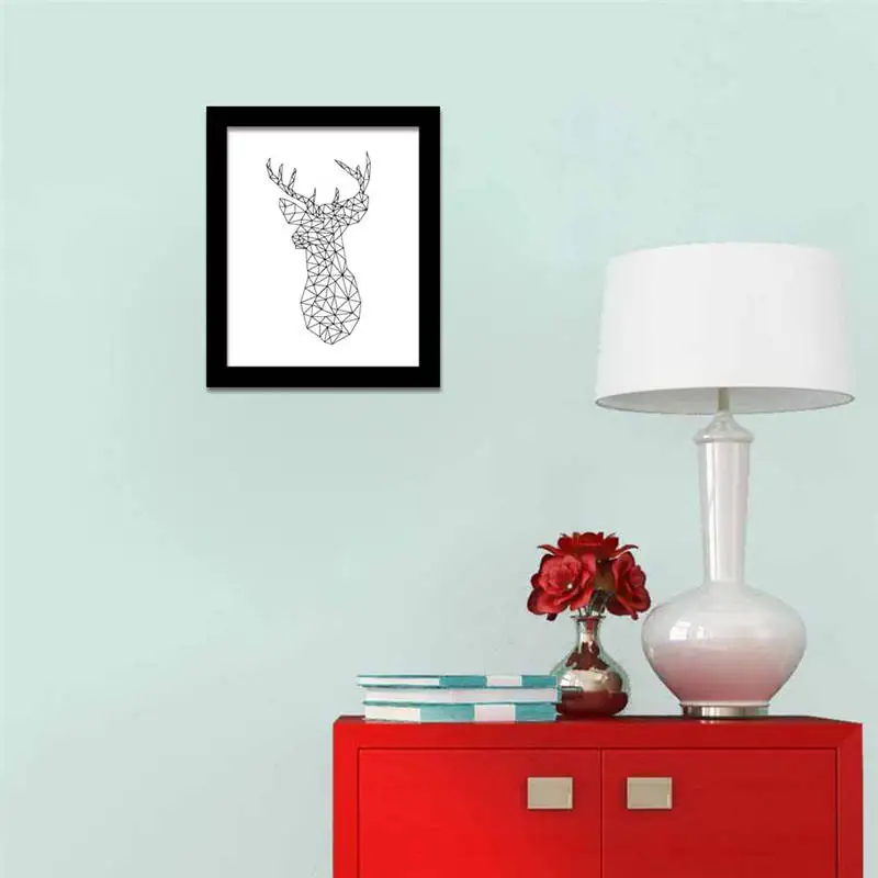 Линия животных Олень птица Печать абстрактная картина маслом