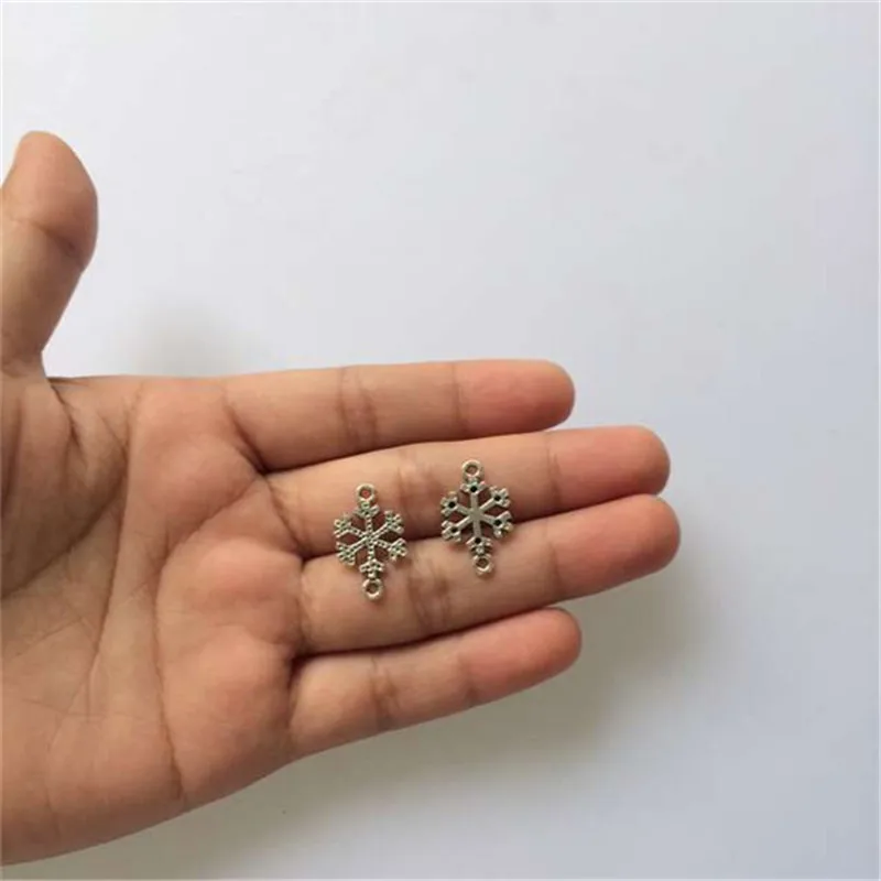 Рождественский украшение подарок снежинка оберег подвеска винтажный металлический хлопья 19x12мм 30шт T369 Новинка Бесплатная доставка.