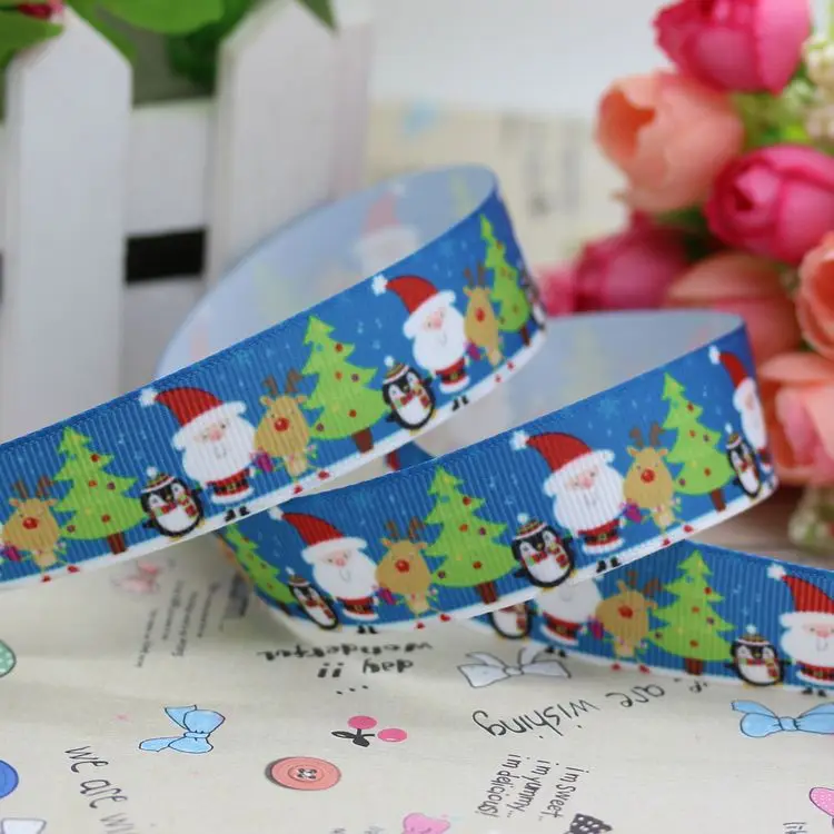 DHK 7/8'' 5yards christmas printed grosgrain ribbon hair bow diy party decoration OEM Wholesale 22mm C892 | Дом и сад