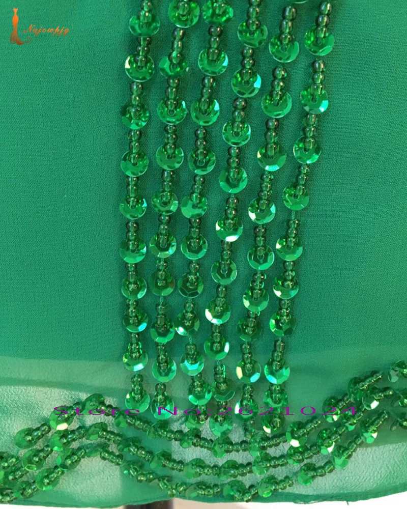 Hire Lnyer Custom Fit Open Back Pleat Long Sleeve Shiny Beading Sequins Green Chiffon Cocktail Party Dress vestidos de coctel | Свадьбы и