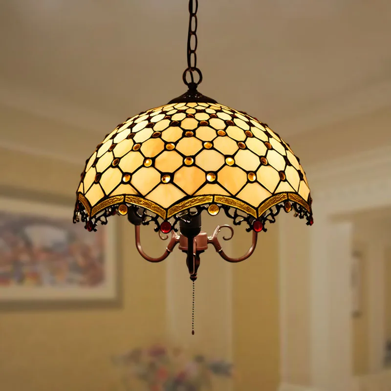 Тиффани барокко Ретро витражный подвесной светильник для ресторана спальни