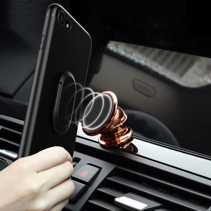 For Apple iphone 7 case 7+ Shell business TPU anti-drop belt bracket ring absorbs the back phone Cover Plus Coque | Мобильные