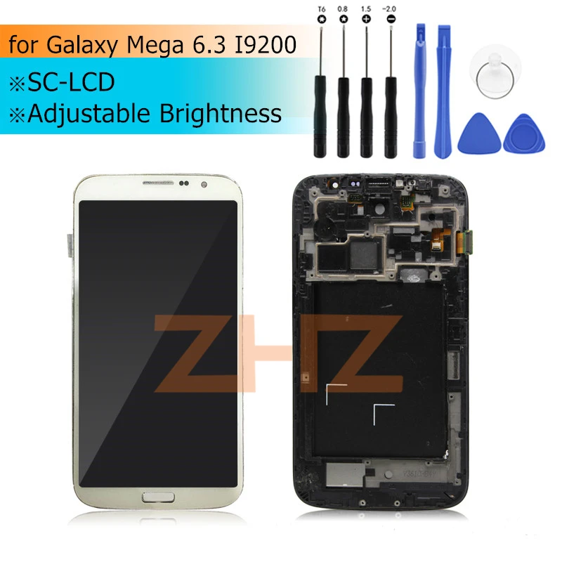 

ЖК-дисплей с сенсорным экраном и дигитайзером с рамкой для Samsung Galaxy Mega 6,3 i9200 i9205, полная сборка, запасные части