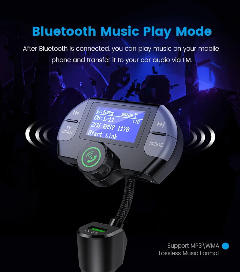 JINSERTA приемник dab Автомобильный Bluetooth MP3-плеер fm-передатчик 3 порта QC3.0 USB быстрое