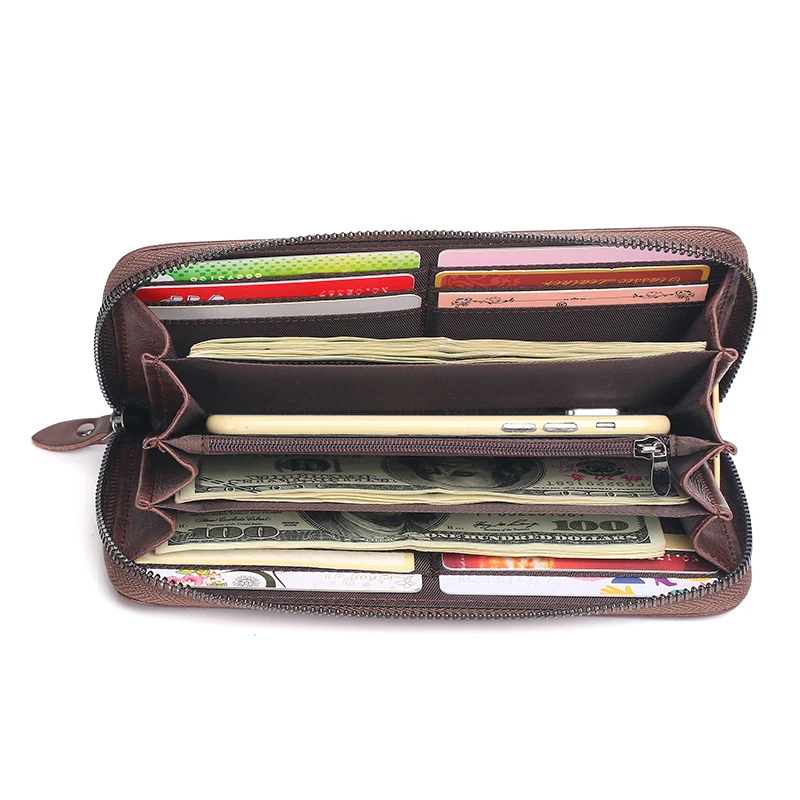 Новейший мужской кошелек брендовый кожаный Длинный однотонный клатч на молнии