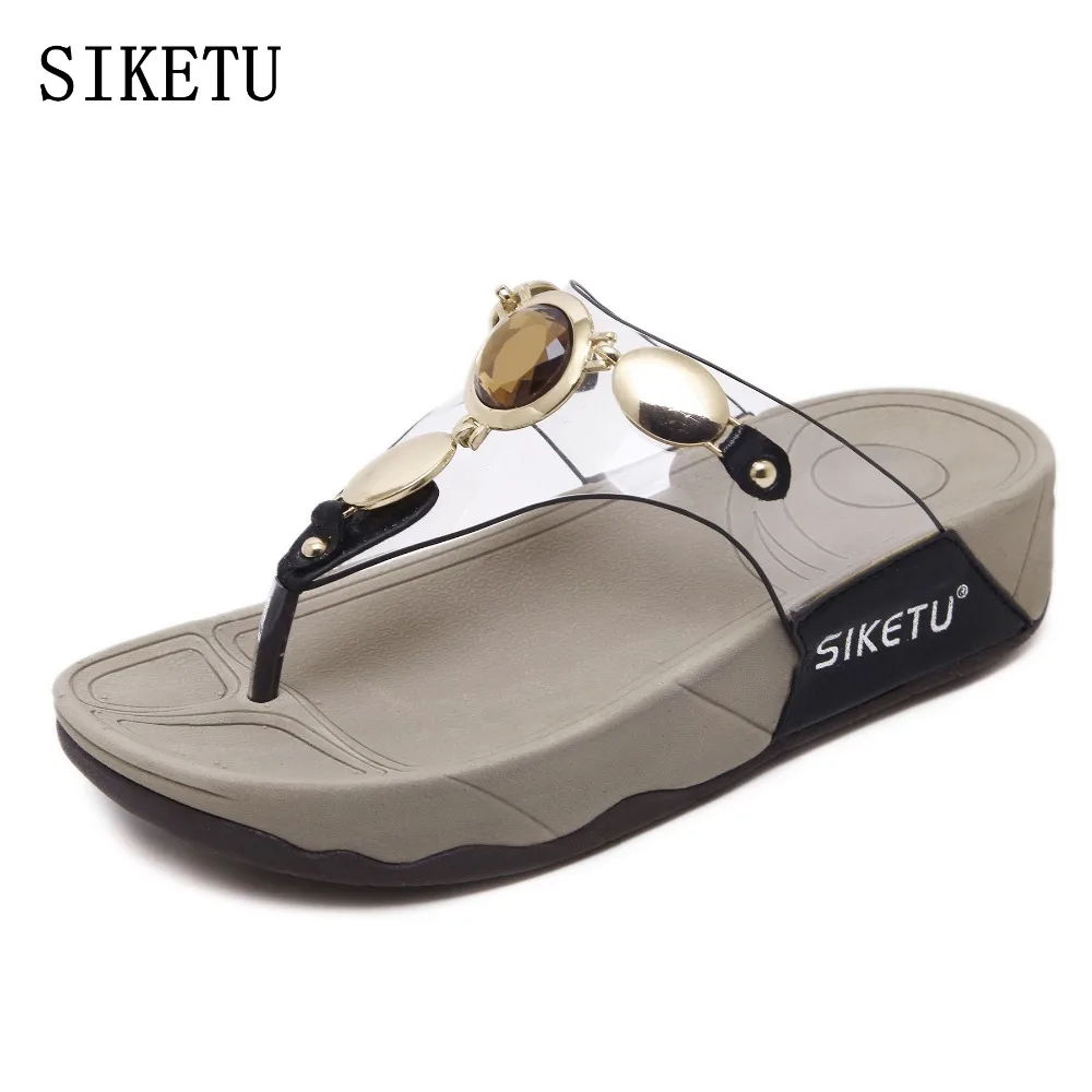 

SIKETU Woman slippers 2017 Summer Women Fashion Sandals Female Flip Flops Thin Heels Shoes Casual comfortable slippers size 41