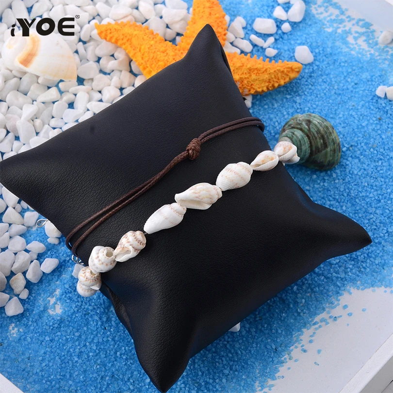 IYOE Винтажный бохо натуральный браслет с улитками на щиколотку для женщин и детей, веревочный браслет для друзей и пар, летнее пляжное украшение.