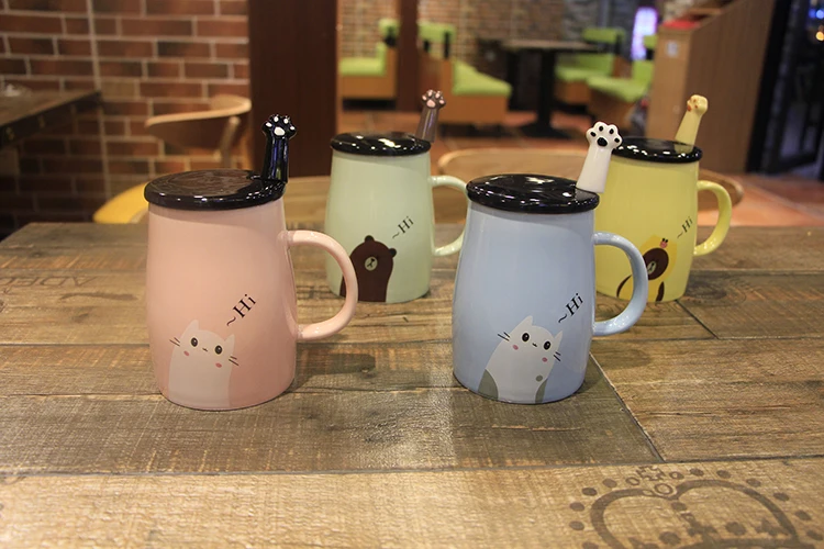 Creative Ceramic Cup Cute Cartoon Cat Coffee Milk Tea Personal Couple Juice | Дом и сад
