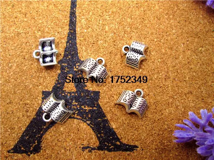 

200pcs Opened Book charms Pendants 10 x 10mm tibetan silver tone once upon a time