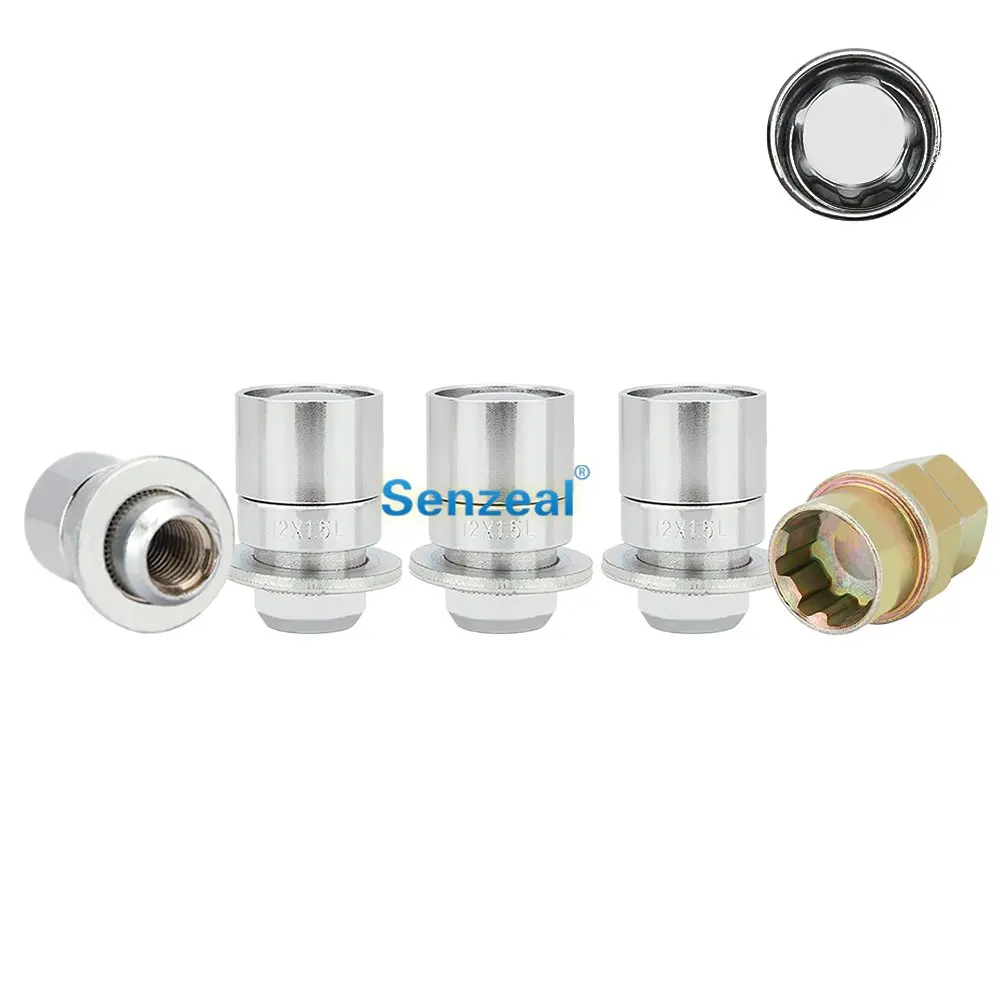 

Senzeal 4X Alloy Steel M12x1.5 Anti Theft Closed End Wheel Lug Nuts w/Washer Mag Seat with Key for Toyota Lexus Auto Car Lug Nut