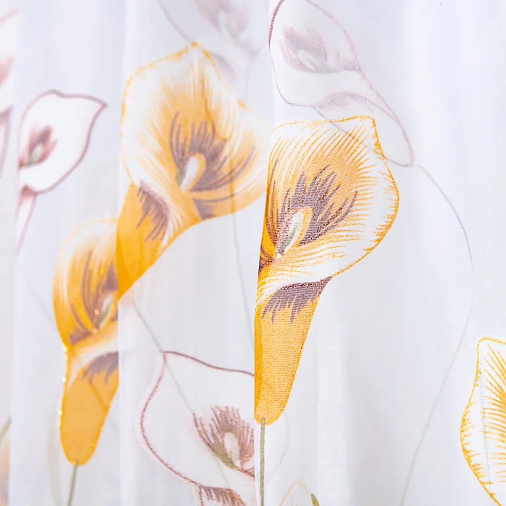 200x150cm Curtains For Living Room Daffodil Flower Print Tulle Curtain Handle Tulle Coveted 1 FabricWindow Decoration 67