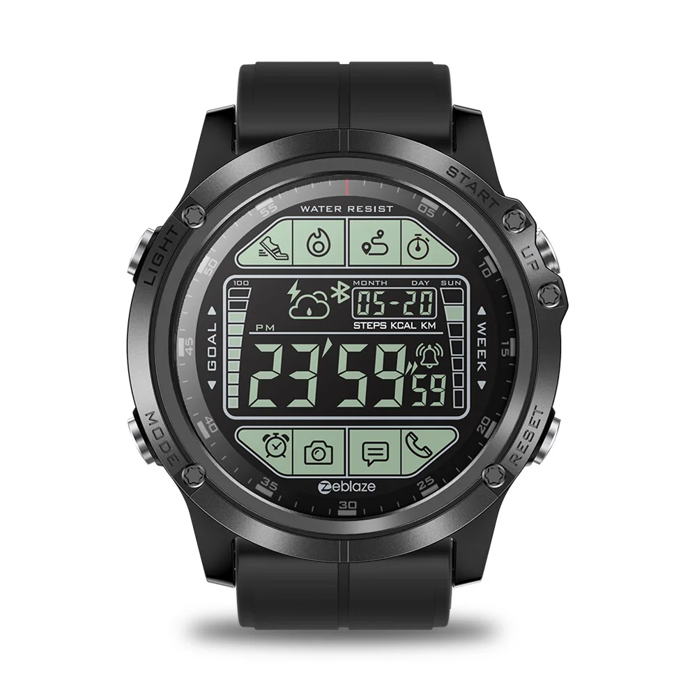 Black Zeblaze VIBE 3S прочные уличные Смарт-часы в режиме реального времени погодные шаги отслеживание расстояния калорий 5 ATM/50 M/164ft Водонепроницаемость - Цвет: Black
