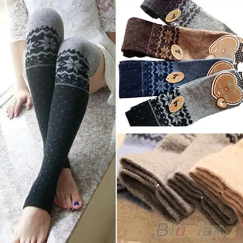 Hot Women Snowflake Thigh High Leg Warmers Socks Winter Over Knee Boot Cuff 8NEX | Женская одежда