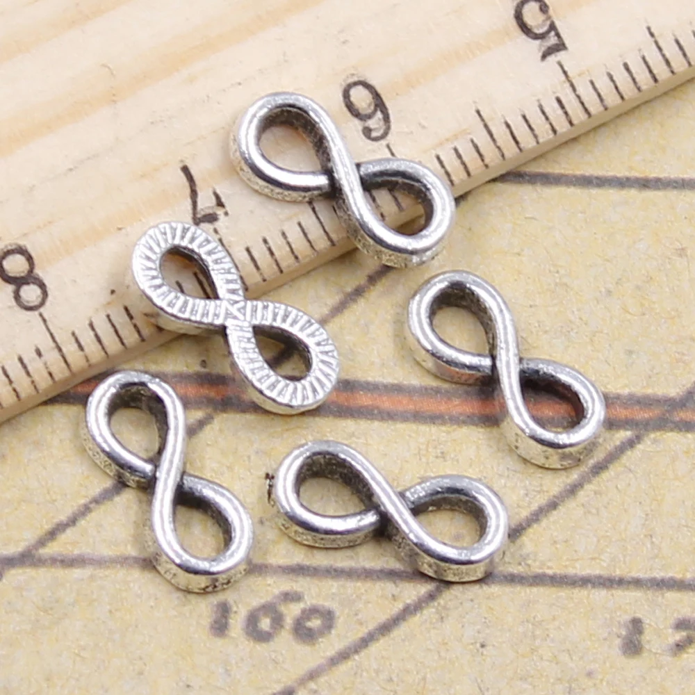 

30pcs Charms Infinity Symbol Connectors Link 12x5mm Tibetan Bronze Silver Color Pendants Antique Making DIY Handmade Craft