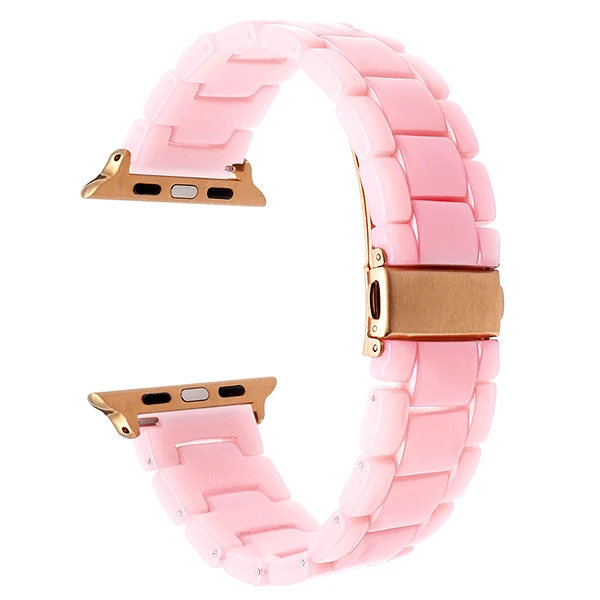 Pink RG Ремешок для часов из смолы для iWatch Apple Watch 38 мм 40 мм 42 мм 44 мм серия 5 4 3 2 1 Мужской Женский резиновый ремешок с стальной пряжкой ремешок на запястье - Цвет ремешка: Pink RG