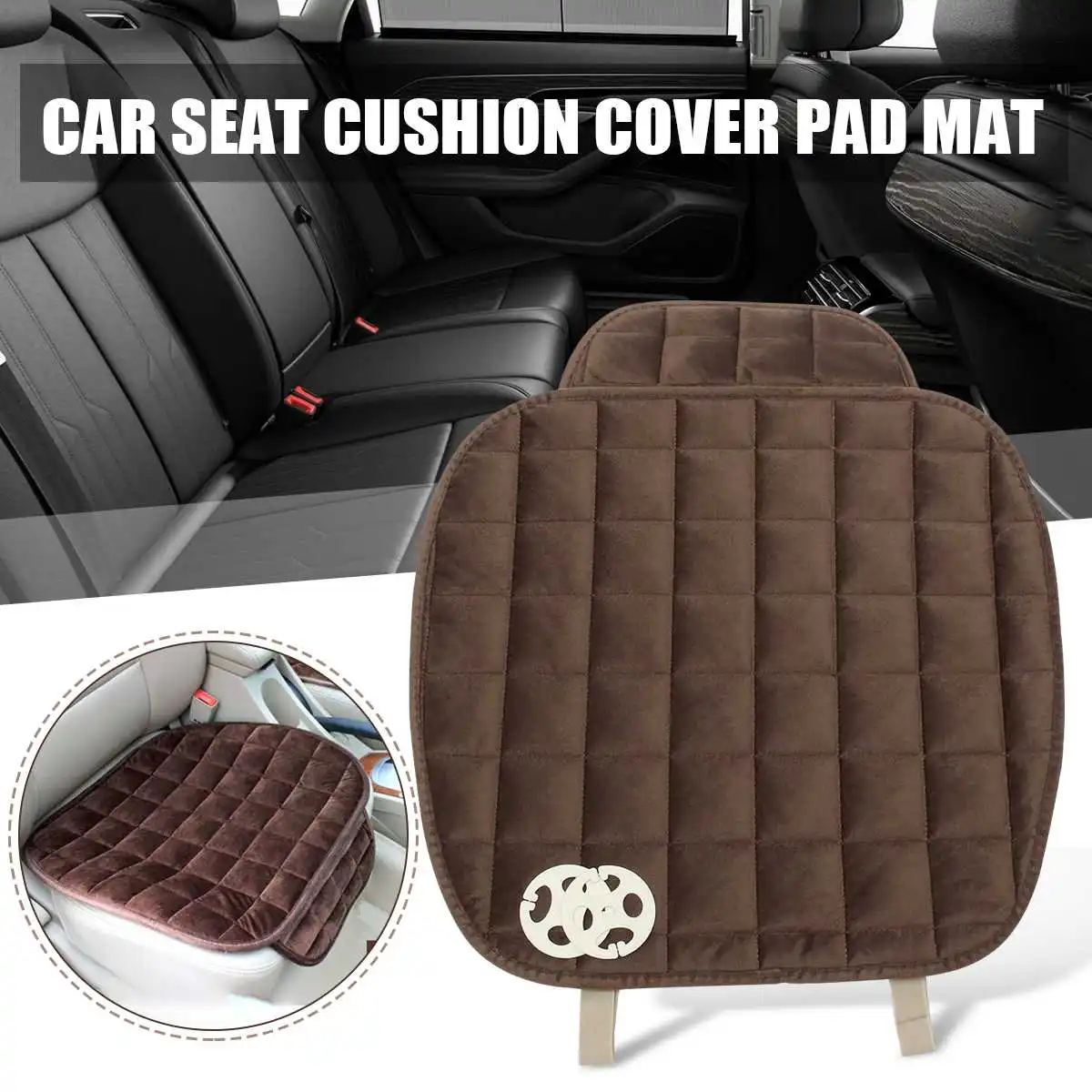 Car Front Rear Universal Seat Cover Winter Warm Black Seat Cushion Anti-Slip Rear Back Chair Seat Pad For Vehicle Auto Protector