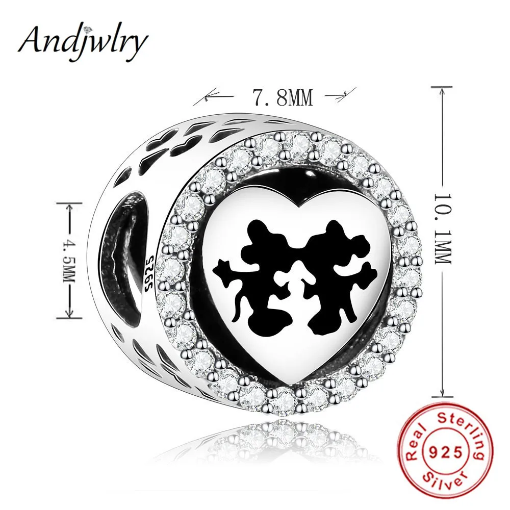 Ajw0355 Fit Pandora шармы 925 пробы серебро браслет бусины Микки, Минни шармы мультфильм бусины для изготовления ювелирных изделий Berloque - Цвет: Ajw0355