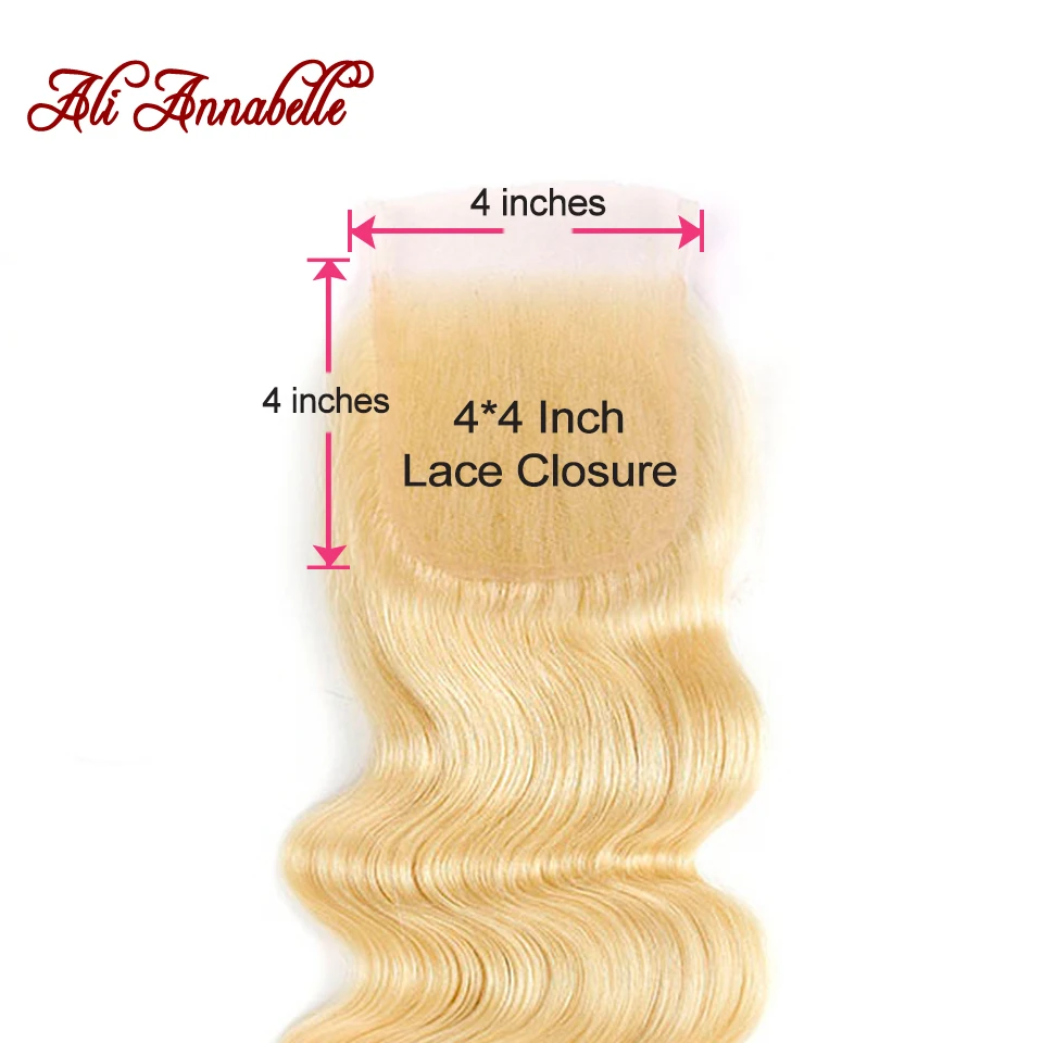 613 Body Wave Human Hair Closure Brazilian 4*4 Lace 100% Bleached Knots With Baby | Шиньоны и парики