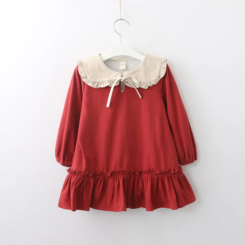 Girls Baby Candy Blue Red Color Preppy Dress Autumn Korean New Fashion Lovely Kids Clothing | Детская одежда и обувь