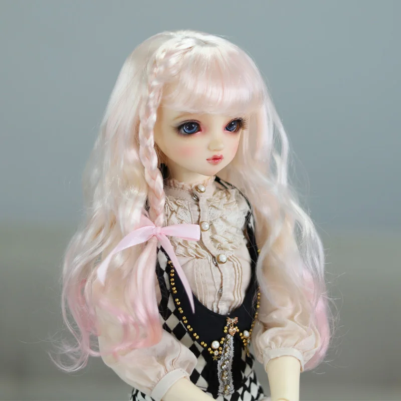 

BJD doll Gradient wigs with 1pcs braid Imitation mohair wigs for 1/3 1/4 BJD DD SD MSD doll long curly hair wigs