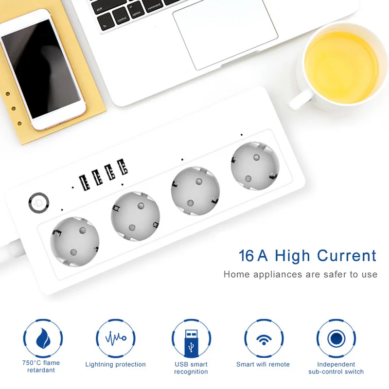 Удлинитель с Wi Fi 4 USB порта и голосовым управлением|Модули для умного дома| |