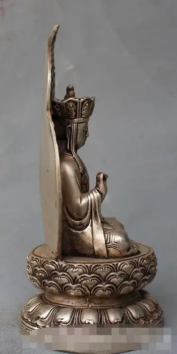 Тибетский серебряный DiZang Jizo King Ksitigarbha Bodhisattva статуя Будды|statue woman|buddha statue bronzebuddha wood