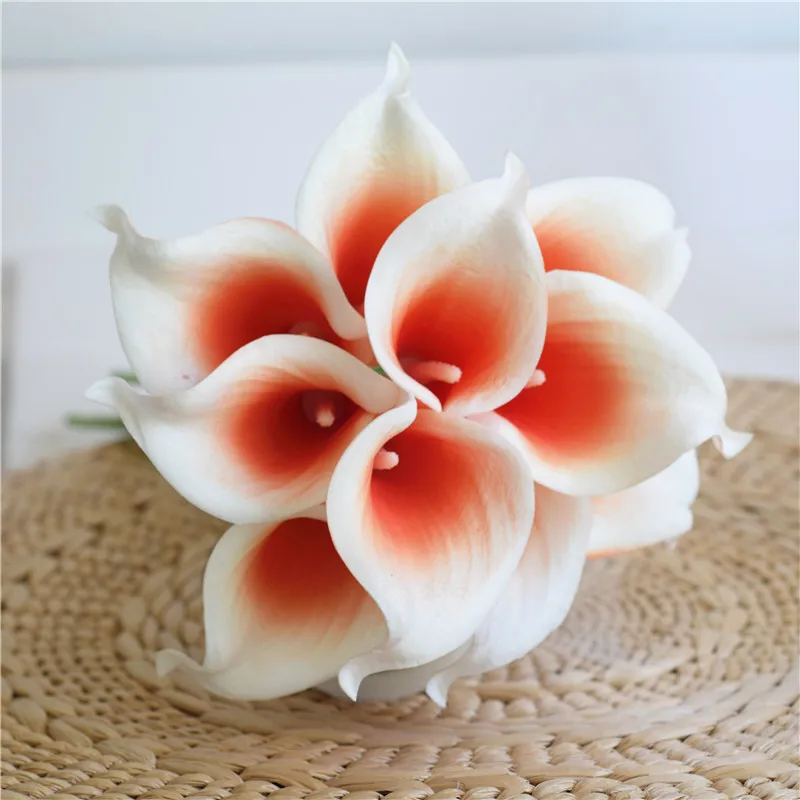 

10 Coral Calla Lilies Real Touch artificial Flowers DIY Wedding Bouquets Bridal Bouquets Wedding Flowers Home Party Decoration