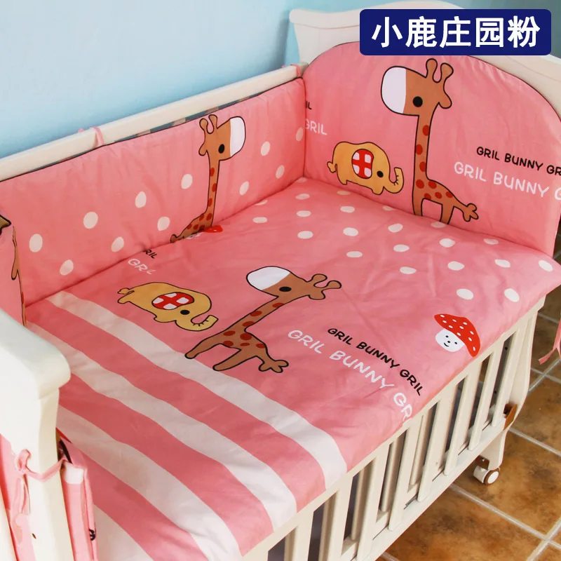 Cartoon Baby Bed Linen 6pcs/set Baby Bedding Include Bumpers Mattress With Filling Skin-friendly Newborn Bedding Set Crib Kit
