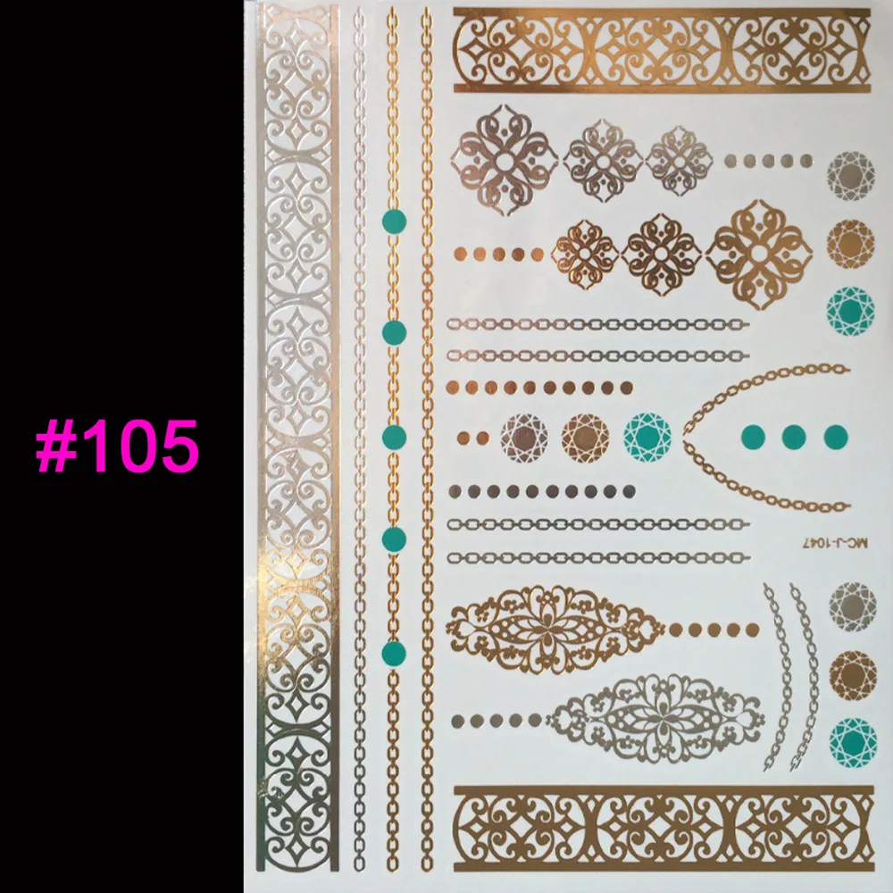 Женский ювелирный браслет кольцо Золотая татуировка Временные татуировки флэш