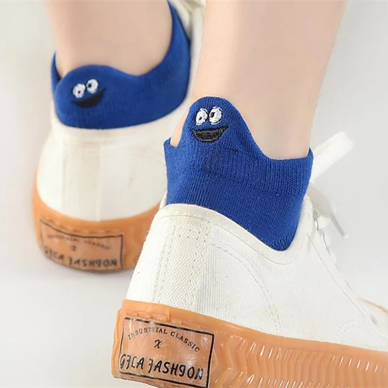 Korean Spring Summer 3pairs/lot Women Cotton Socks Breathable Thin Cute Funny Sesame Street Cartoon Sox Kawaii Hot Sale | Женская одежда