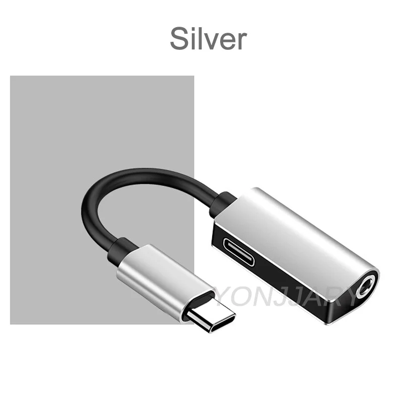 2 в 1 usb type C штекер 3,5 мм AUX разъем для наушников адаптер для huawei mate 20 P30 Pro аудио кабель конвертер для Xiaomi Mi 8 9 SE - Цвет: Серебристый