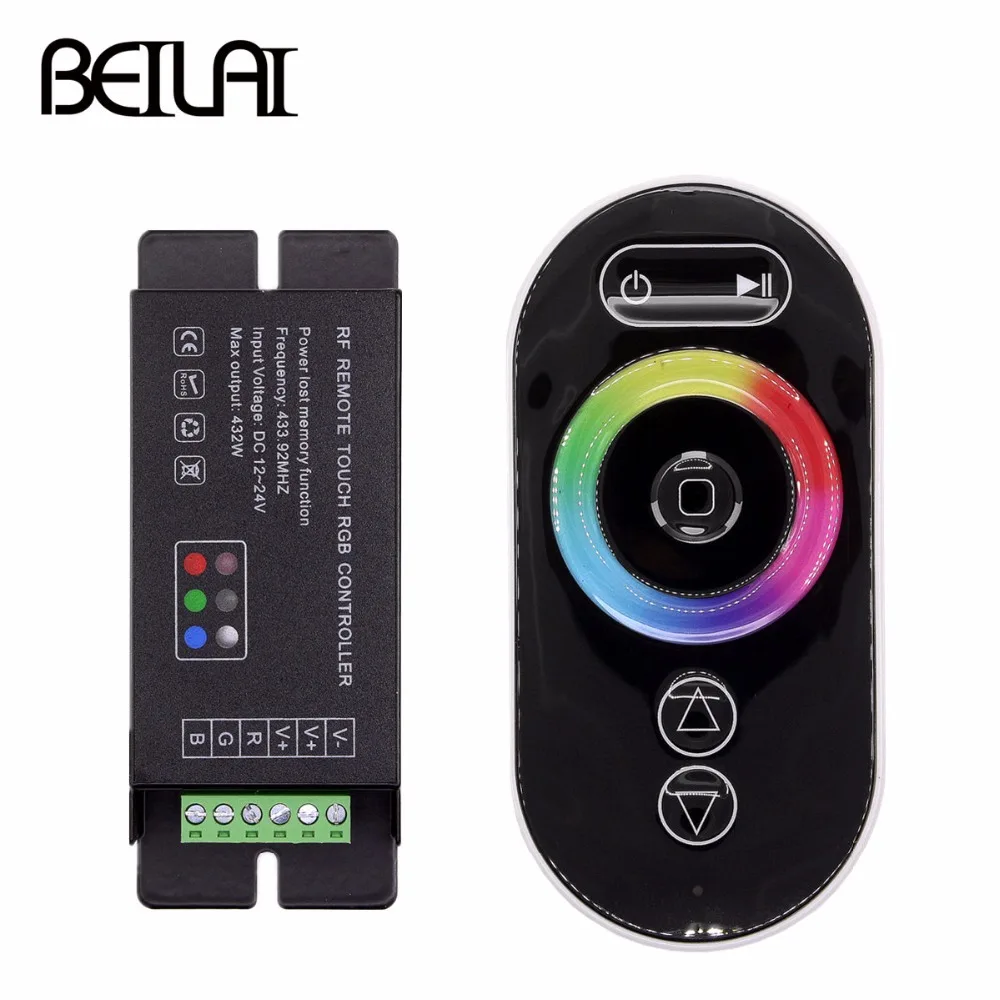 BEILAI AC/DC 12 24V 18A сенсорный светодиодный RGB Управление RF Беспроводной дистанционного