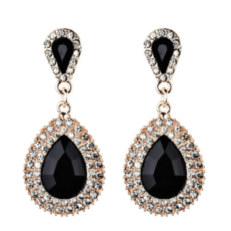 Trendy Vintage Long Luxury Water Drop Rhinestone Earrings For Women Jewelry Elegant Dinner Wedding Engagement | Украшения и