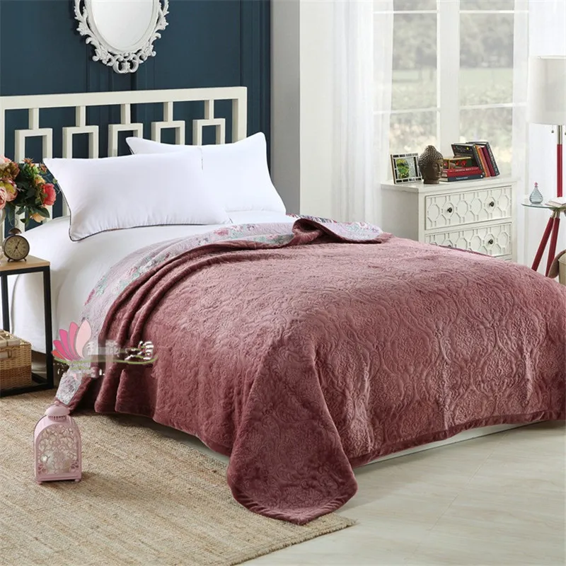 Тиснение Флисовое одеяло кристалл бархат и хлопок стеганое покрывало для