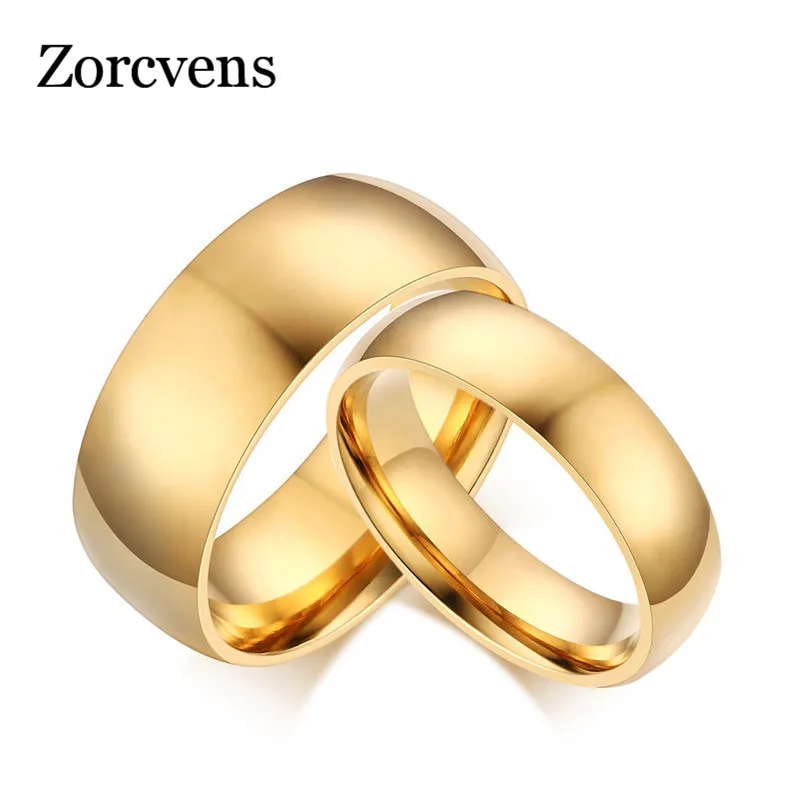 ZORCVENS Новые Модные Простые Свадебные Кольца для женщин и мужчин золотого цвета из