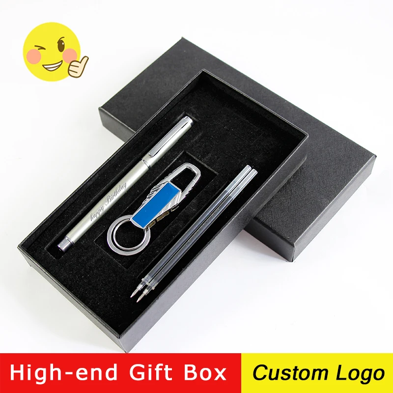 

1Set Metal Gel Pens Business Office Signature Pens Black Carbon Neutral Pen Gift Pen With Gift Box Laser Customized LOGO 4 Color