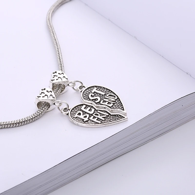 C6495d Vintage Silver Metal Best Friend Beads fit Pandora Charms Fashion DIY Accessories Handmade Beads for Jewelry Making - Цвет: C6495d
