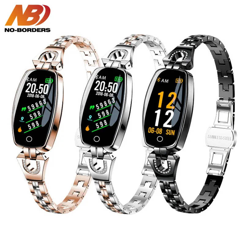 

NO-BORDERS H8 Smart Watch Women 2019 Waterproof Heart Rate Monitoring Bluetooth For Android IOS Fitness Bracelet Smartwatch