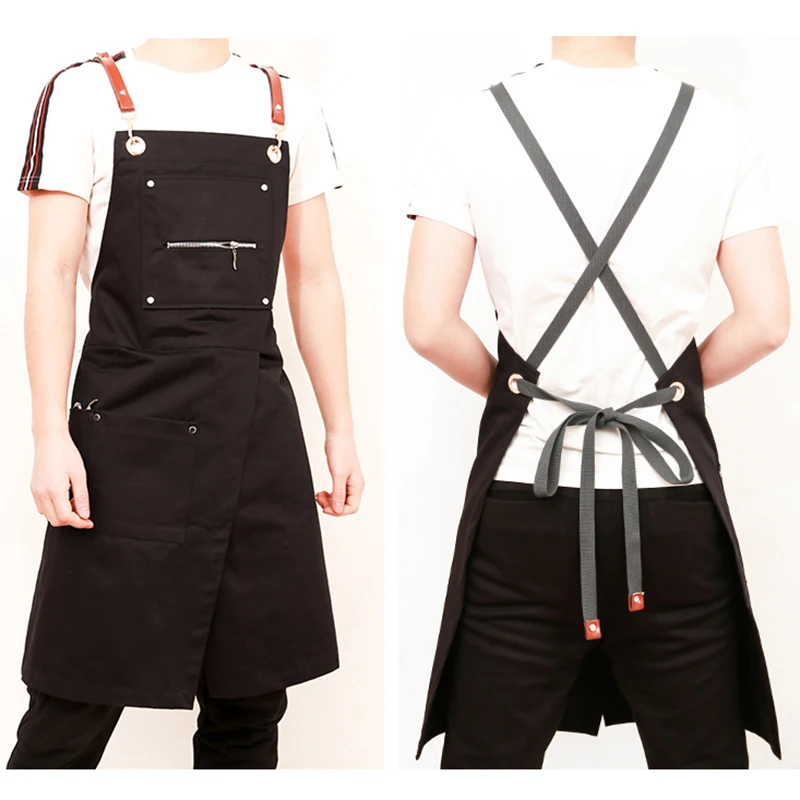 

Canvas Aprons for Women Men BBQ Senior Chef Bib Home Kitchen Apron Dress Barber Cleaning Cooking Restaurant Waitress Custom logo