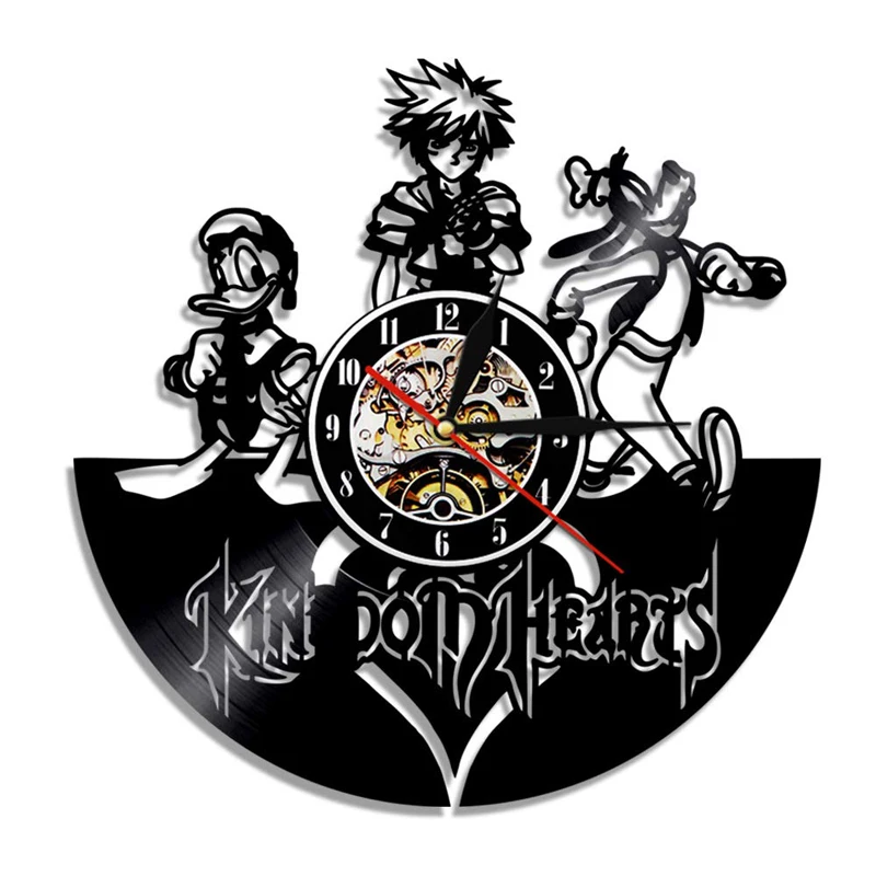 Винтажные виниловые настенные часы современный дизайн мультфильм Королевство Сердца персонажи 3D часы настенные часы домашний декор подарки для детей