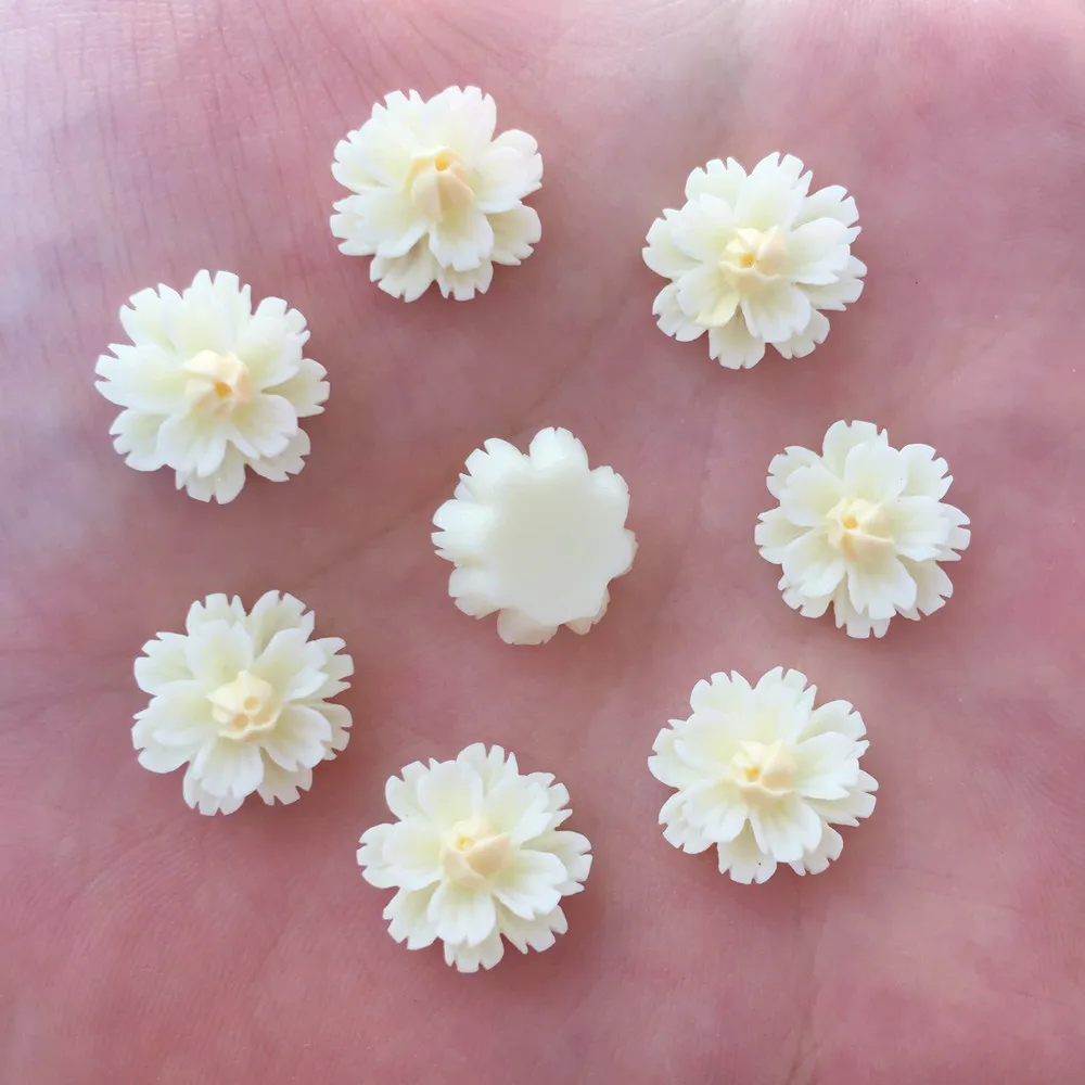 Новинка 80 шт. Смола 13 мм 3D цветок с плоской задней стороной украшение DIY скрапбук