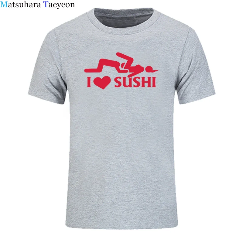 Забавная футболка с надписью «I Love Sushi», хлопковая футболка с коротким рукавом, свободная футболка с круглым вырезом и принтом для взрослых, модная одежда, футболка