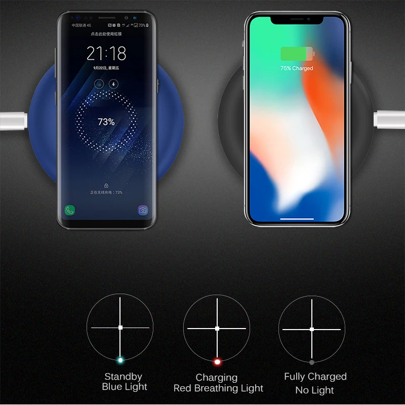 Беспроводное зарядное устройство CinkeyPro Qi Pad для Apple iPhone 8 X Samsung S8 Быстрая зарядка 2 0