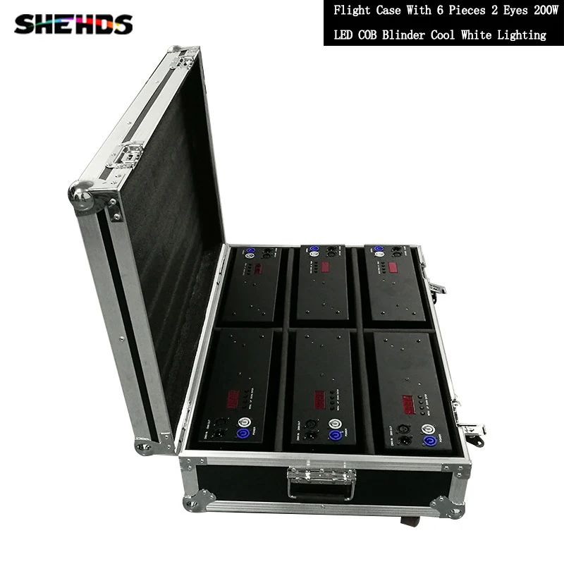 FlightCase with 6pcs Полета чехол с 2/4/6 шт. 2 глаза 200 Вт светодиодный COB с новой уникальной технологией рассеивания холодный белый свет для DJ нарядная одежда, SHEHDS - Цвет: FlightCase with 6pcs